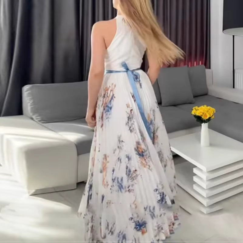 Sommerkjole elegant blomstret lang festkjole
