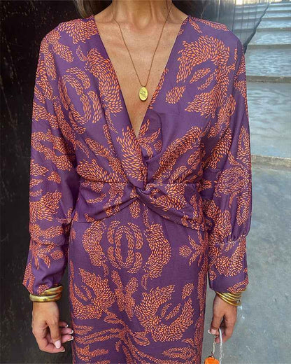 Sommerkjole Dame elegant etnisk print festkjole