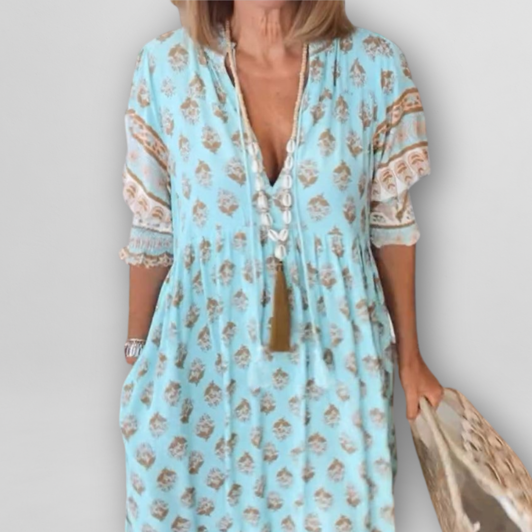 Sommerkjole Dame blomstret strandkjole