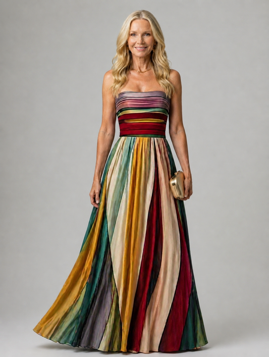 Gallakjole elegant flerfarvet festkjole