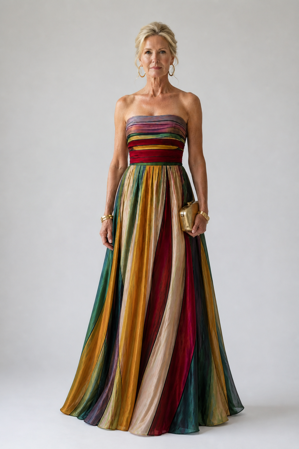 Gallakjole elegant flerfarvet festkjole