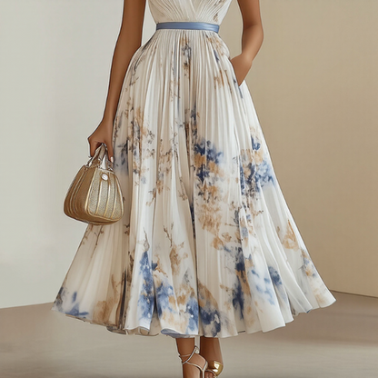 Sommerkjole elegant blomstret lang festkjole