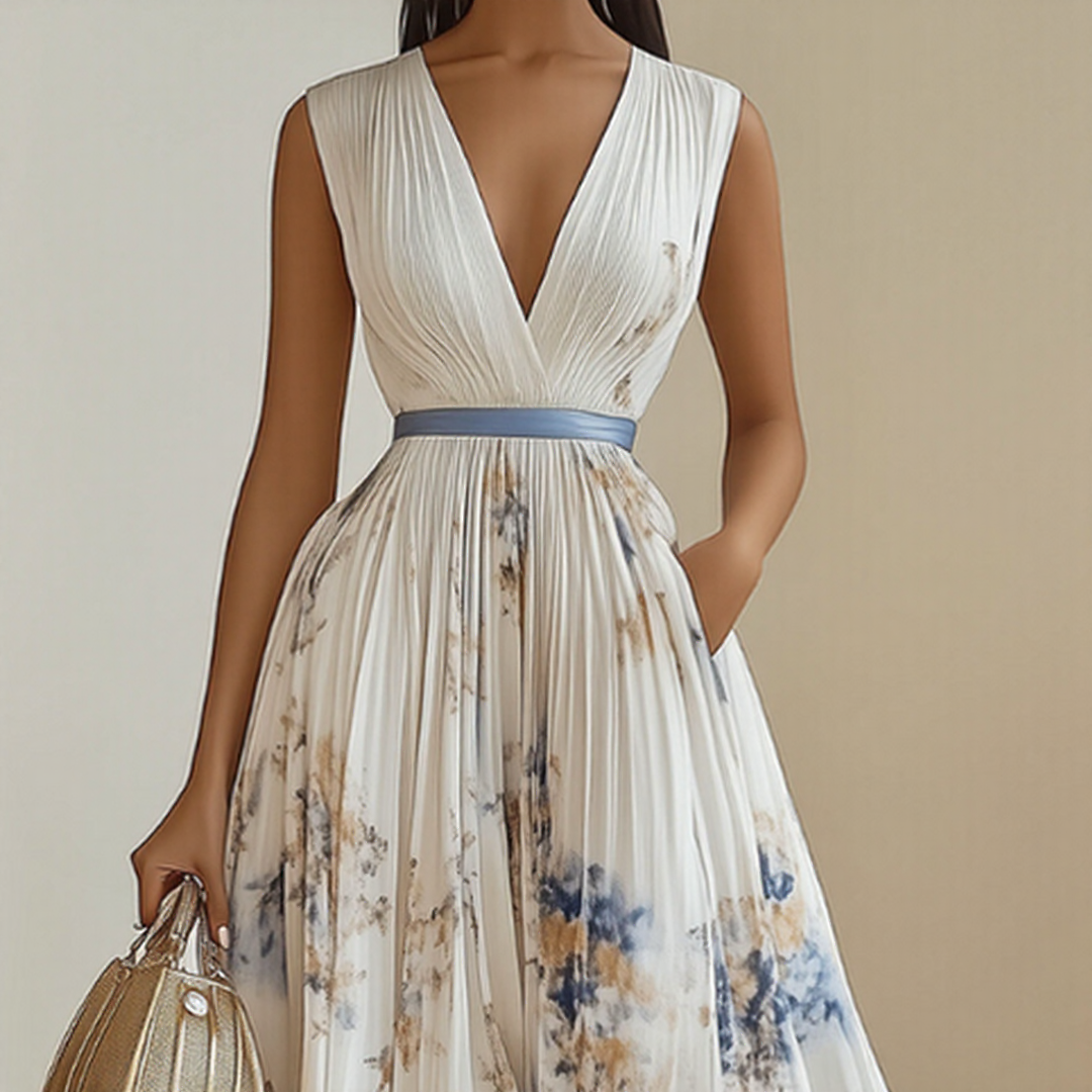 Sommerkjole elegant blomstret lang festkjole