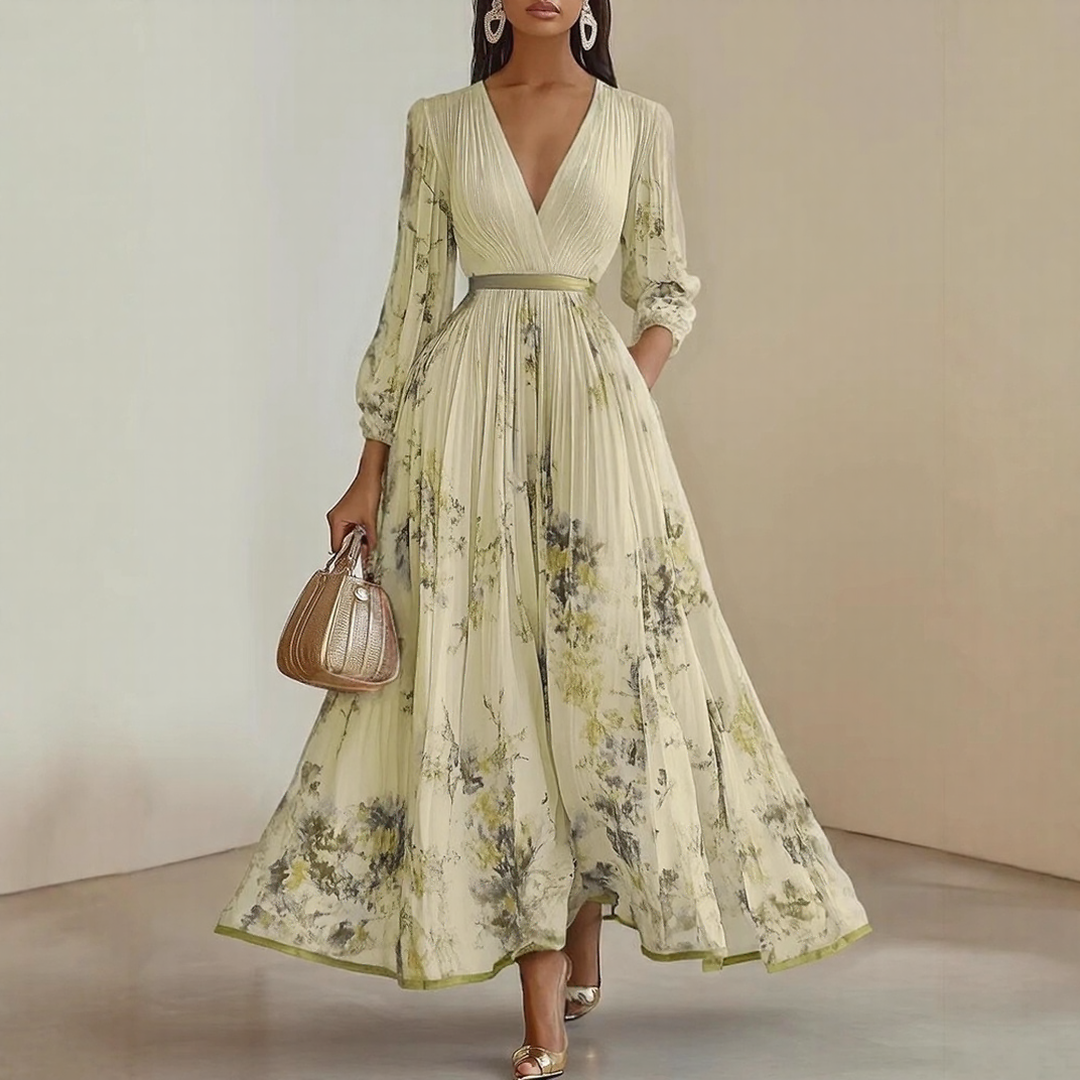 Sommerkjole elegant blomstret lang festkjole