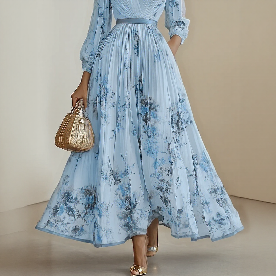 Sommerkjole elegant blomstret lang festkjole
