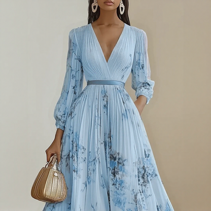 Sommerkjole elegant blomstret lang festkjole