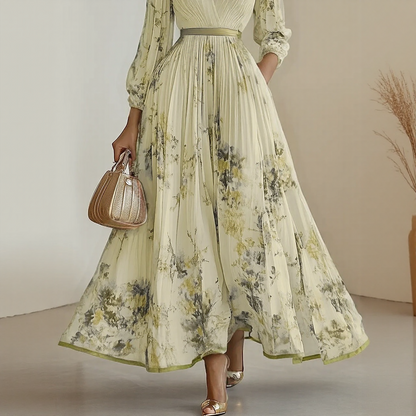 Sommerkjole elegant blomstret lang festkjole
