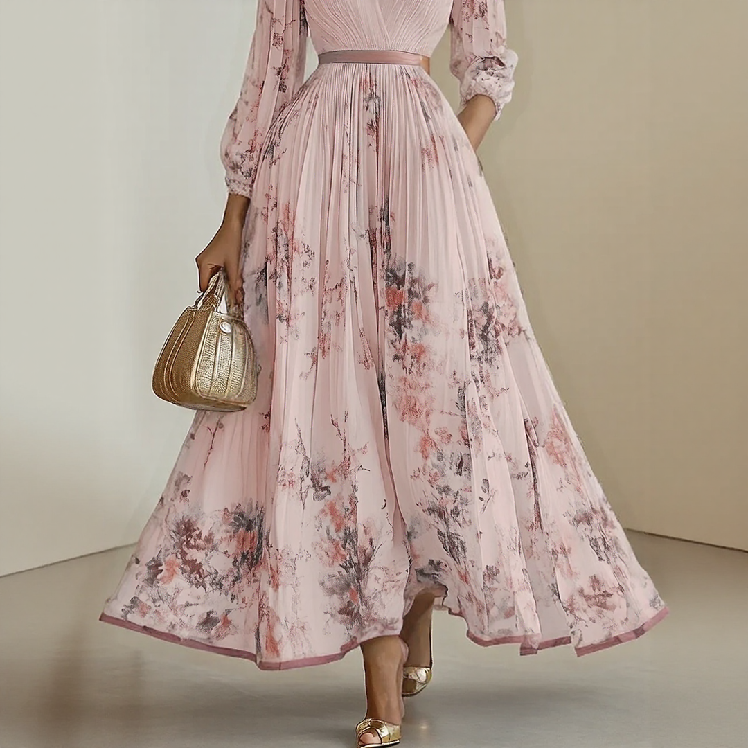 Sommerkjole elegant blomstret lang festkjole