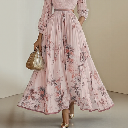 Sommerkjole elegant blomstret lang festkjole