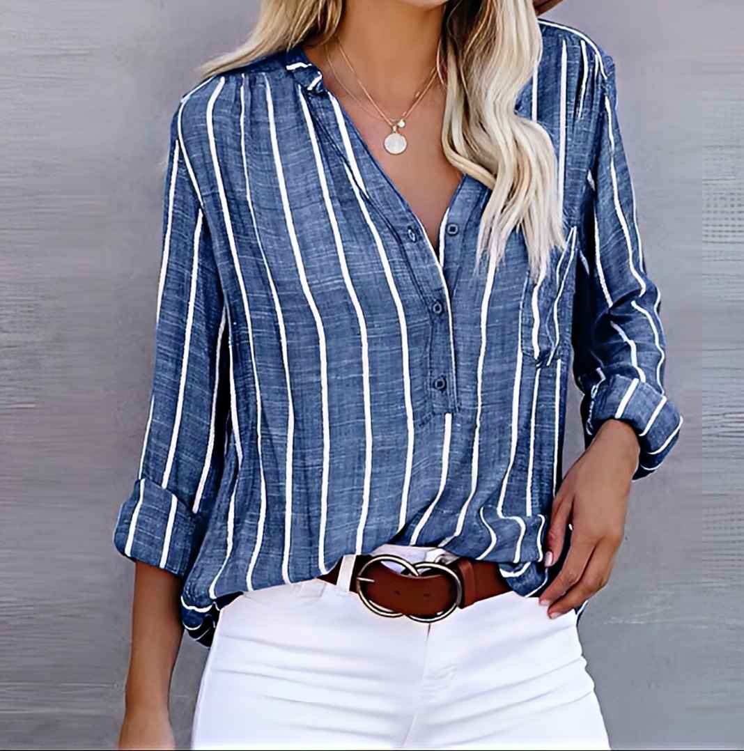 Bluse stribet løs sommerbluse