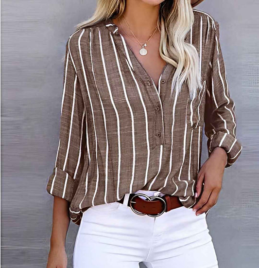 Bluse stribet løs sommerbluse