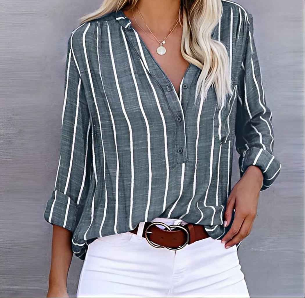 Bluse stribet løs sommerbluse