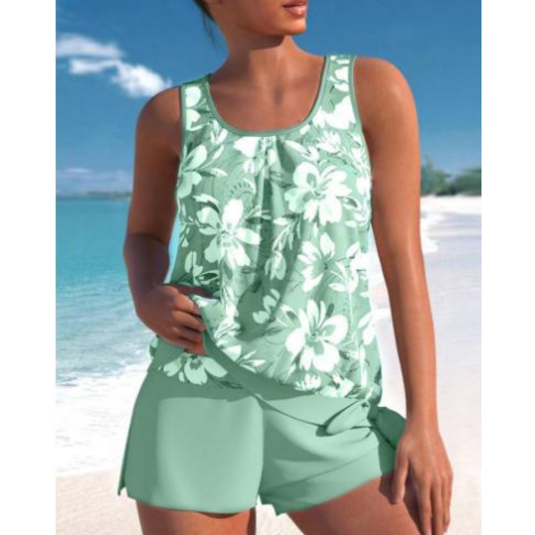 Tankini retro blomstret badedragt kvinde