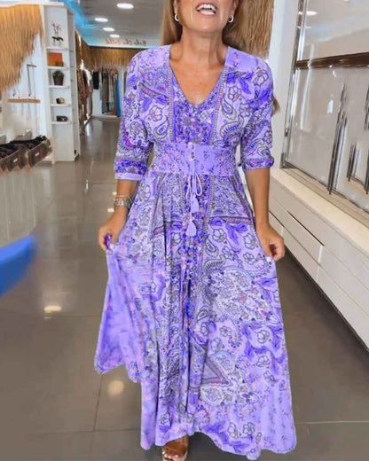 Dame kjole elegant blomstret sommerfest