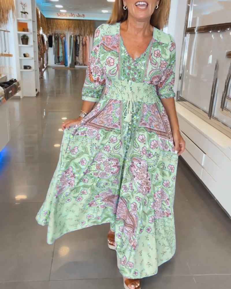Dame kjole elegant blomstret sommerfest