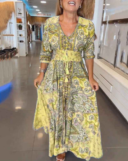 Dame kjole elegant blomstret sommerfest