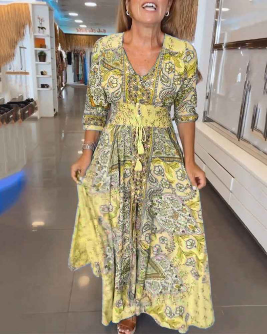 Dame kjole elegant blomstret sommerfest
