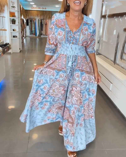 Dame kjole elegant blomstret sommerfest