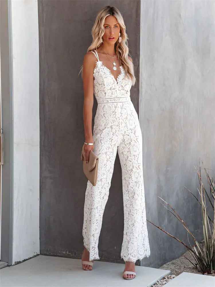 Jumpsuit kvinde elegant blonde festdragt