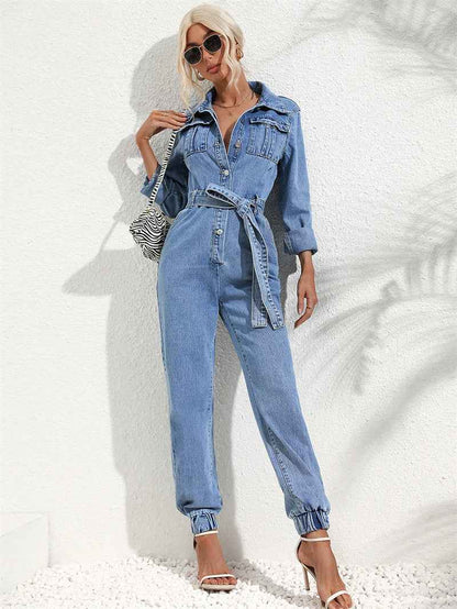 Cowboy kjole dame denim knaplukning