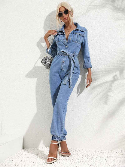 Cowboy kjole dame denim knaplukning
