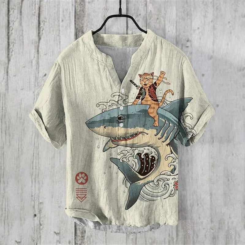 Dame bluse afslappet grafisk print skjorte