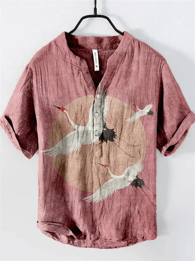 Dame bluse afslappet grafisk print skjorte