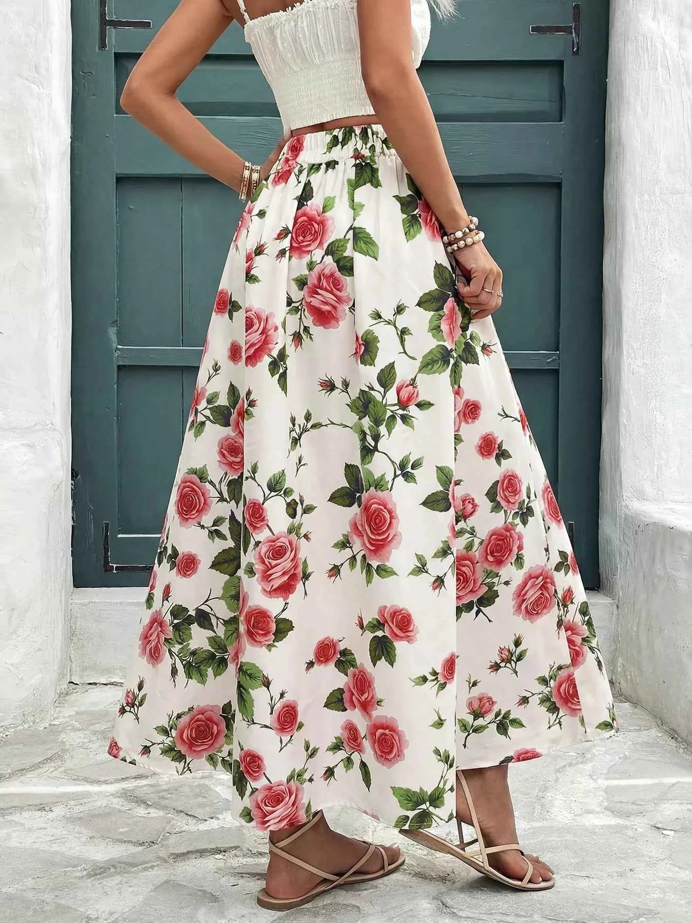 Nederdel dame blomsterprint sommerkjole