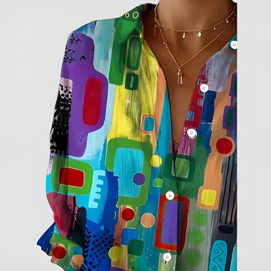 Skjorte dame stribet let sommerbluse