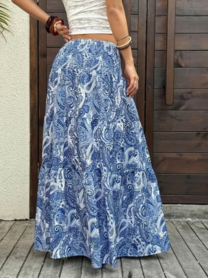 Dame nederdel elegant mønstret lang nederdel