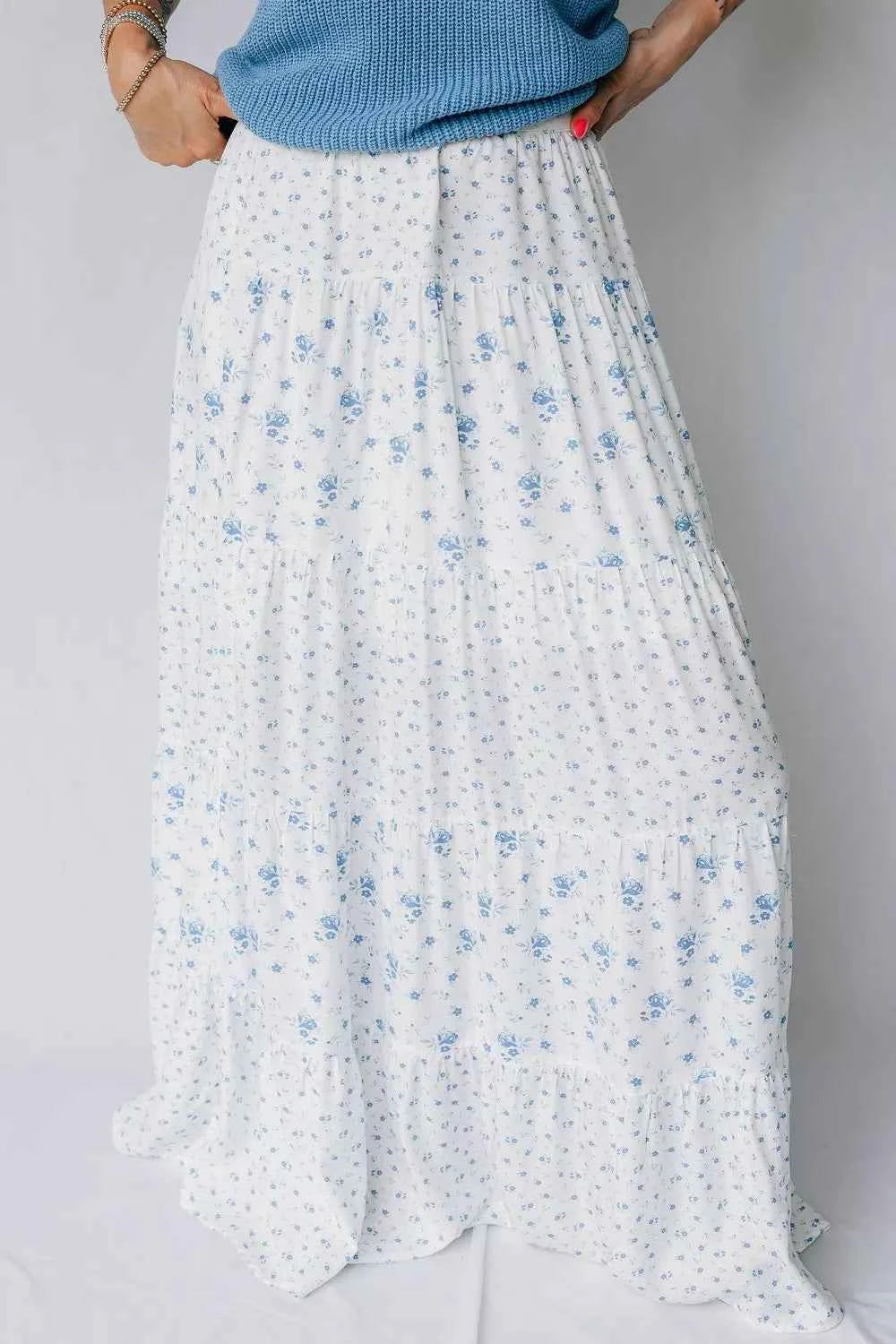 Nederdel dame lang blomstret maxinederdel