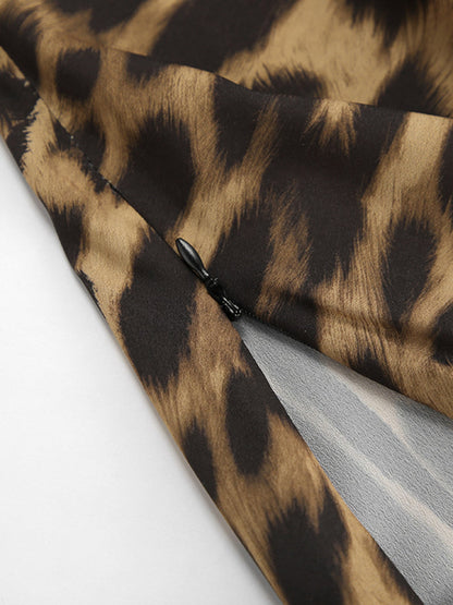 Nederdel dame leopard maxi nederdel