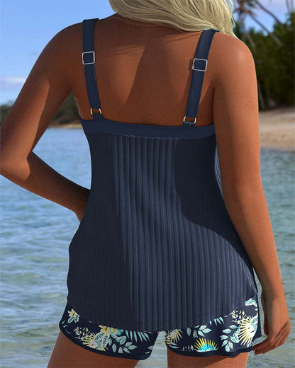 Tankini sæt elegant blomstret badetøj kvinder