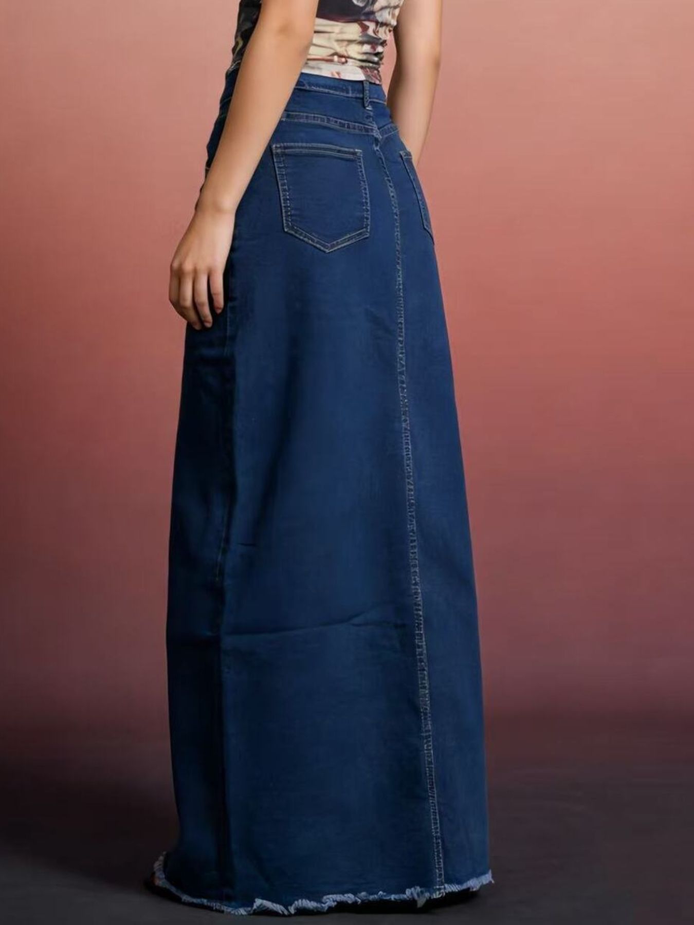Denim nederdel lang casual hverdagsbrug