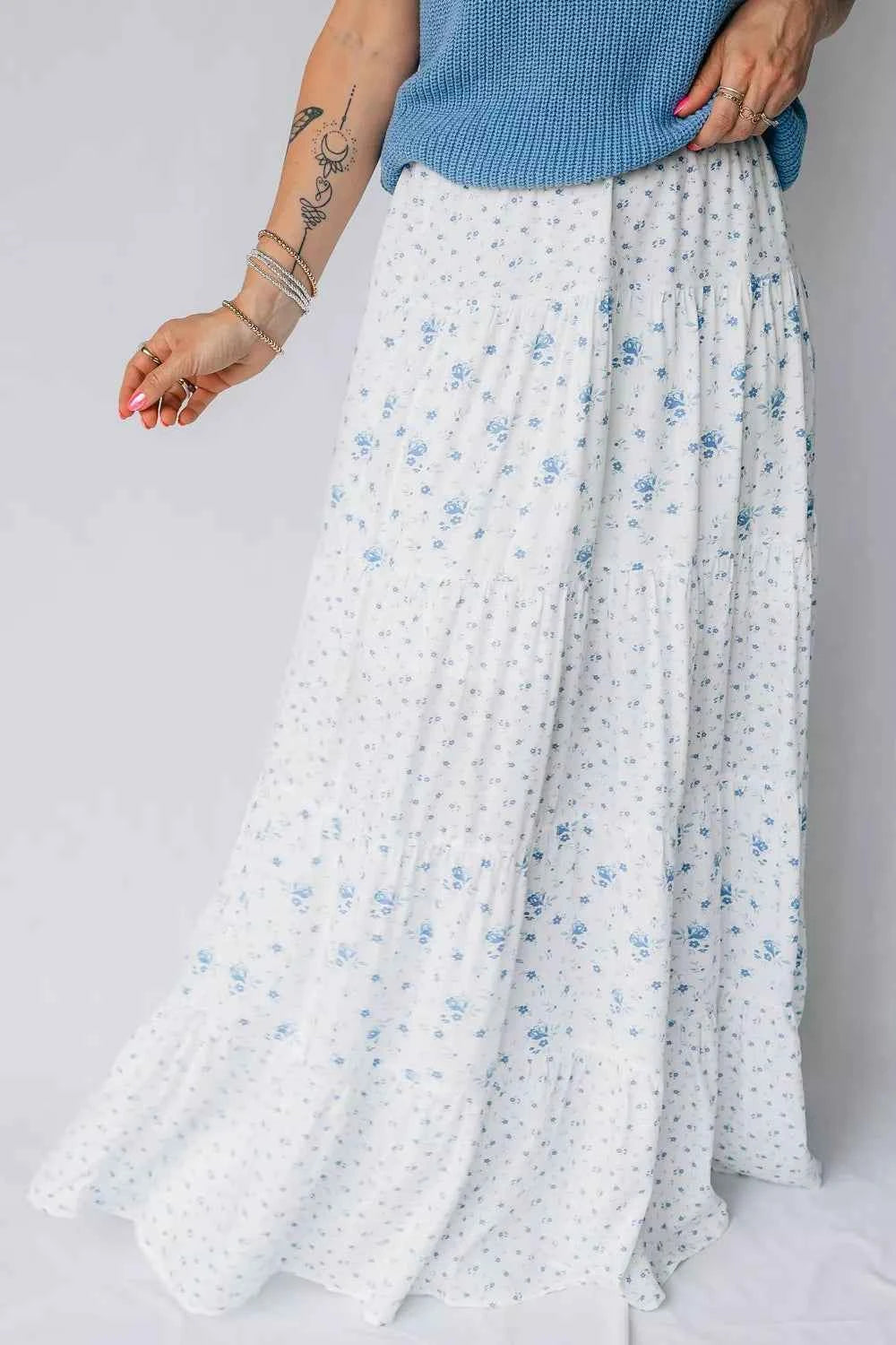Nederdel dame lang blomstret maxinederdel