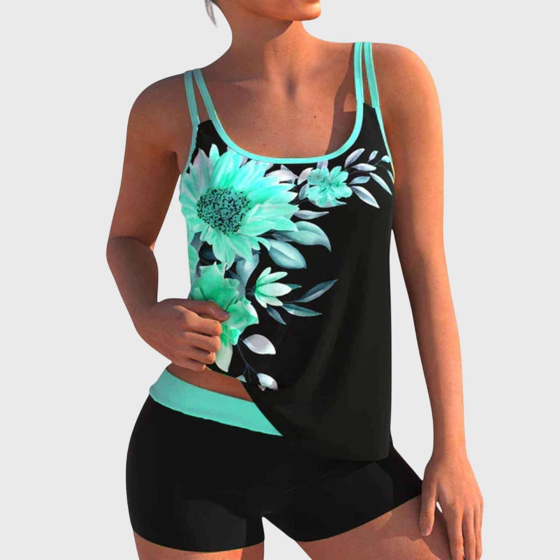 Tankini dame blomstret badetøj sæt