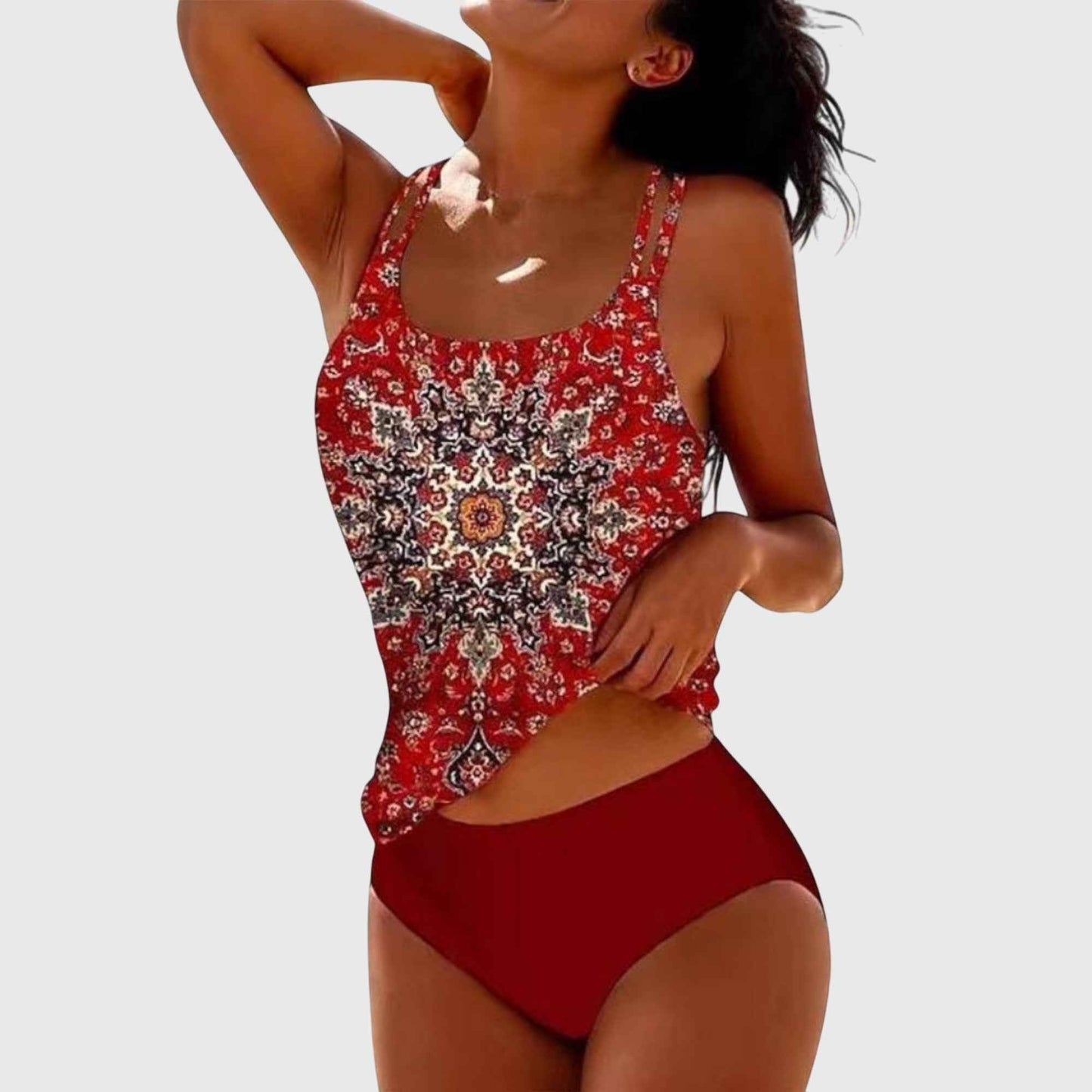 Tankini dame blomstret badetøj sæt