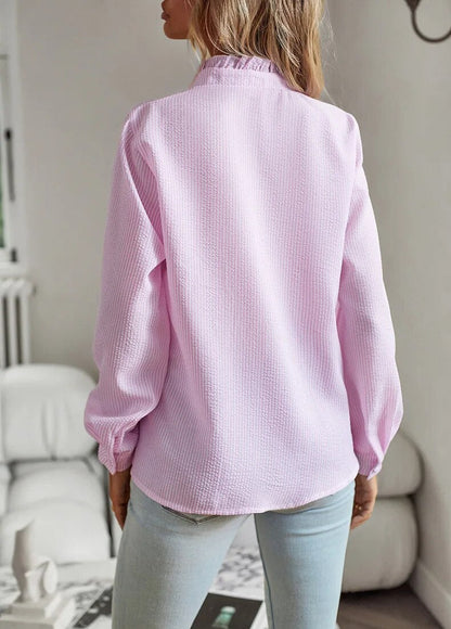 Bluse dame stribet sommer skjortebluse