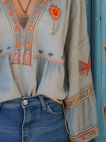 Dame bluse smuk broderi sommertop