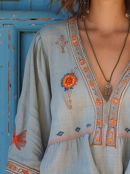 Dame bluse smuk broderi sommertop