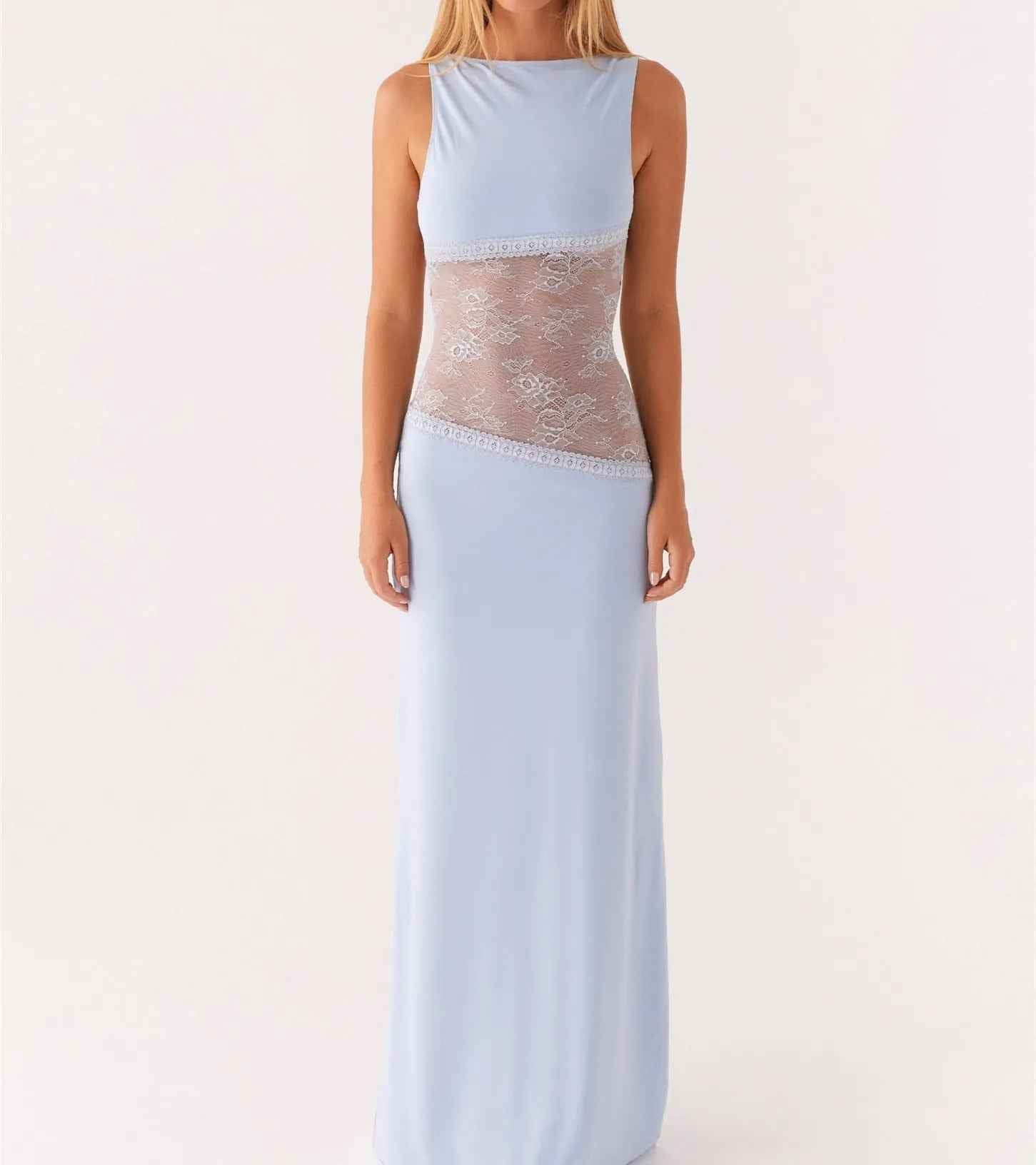 Kjole dame elegant sort lang festkjole