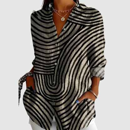 Skjorte dame stribet let sommerbluse