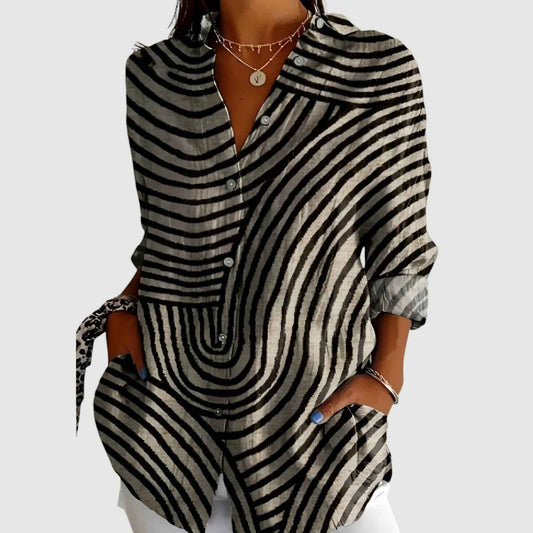 Skjorte dame stribet let sommerbluse