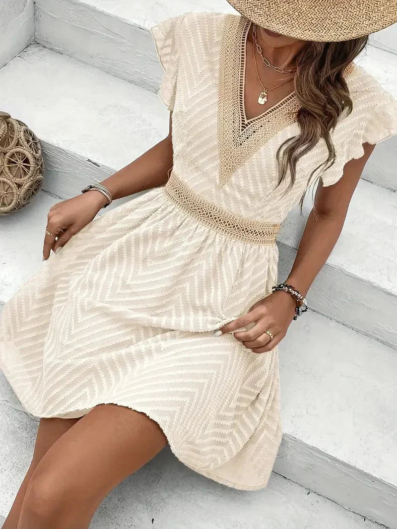 Sommerkjole kvinders elegant v-hals festkjole