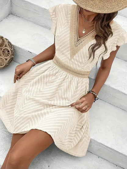 Sommerkjole kvinders elegant v-hals festkjole