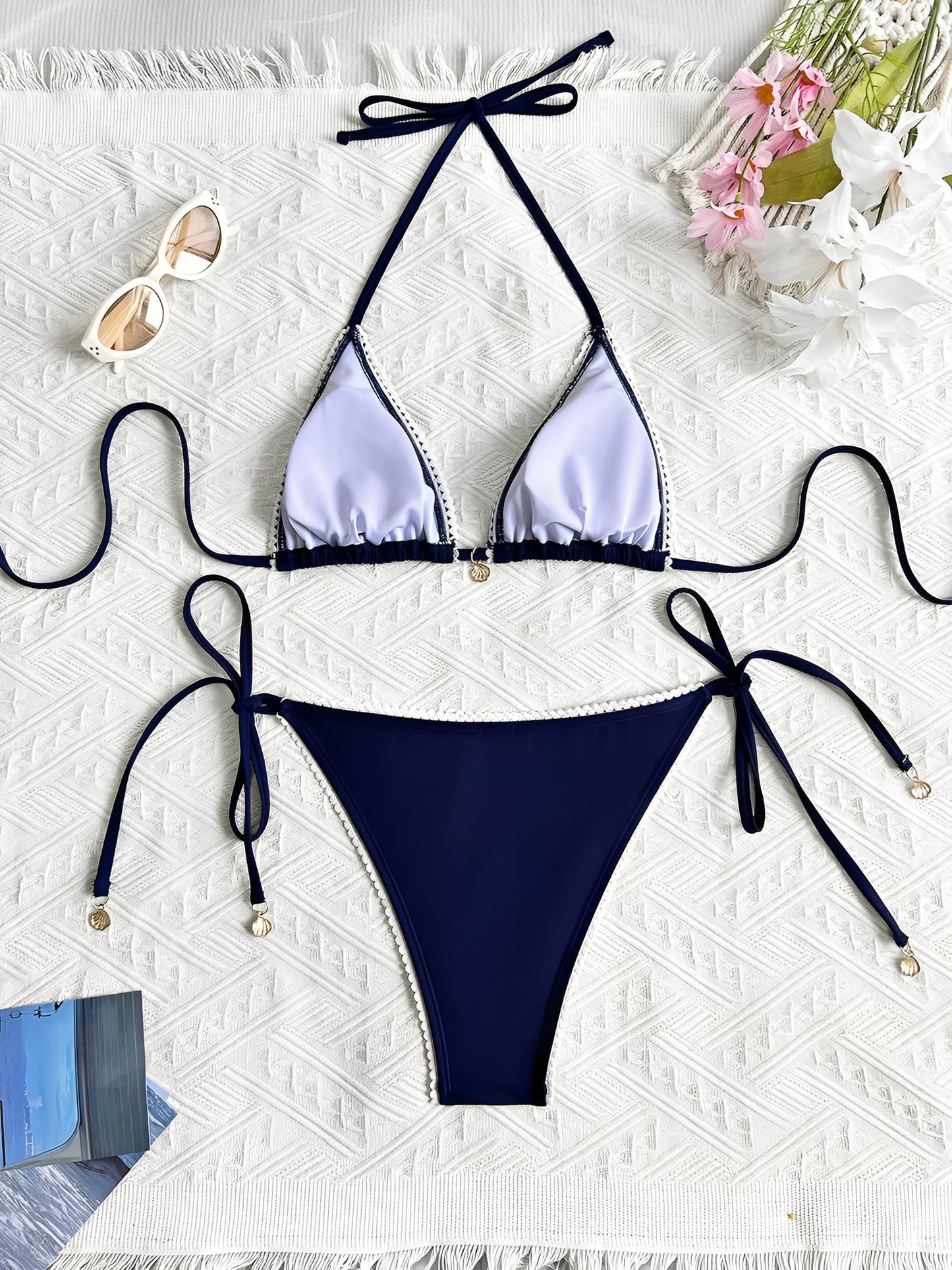 Dame badetøj elegant snøre bikini sæt