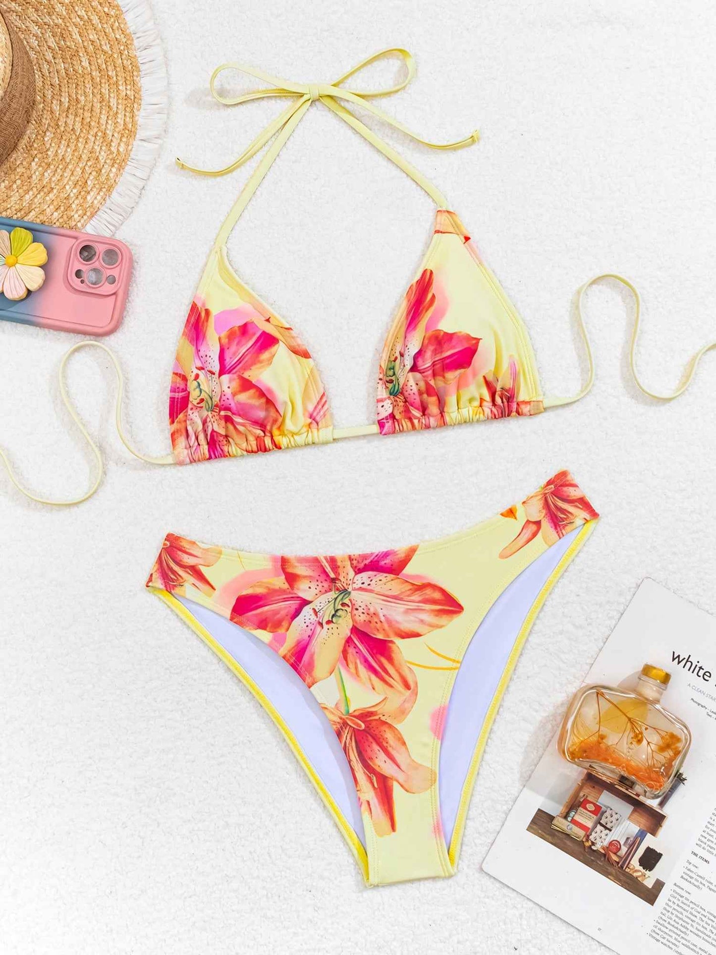 Dame bikini blomstret trekantskop badetøj sæt