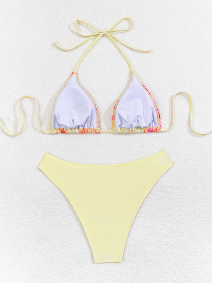 Dame bikini blomstret trekantskop badetøj sæt