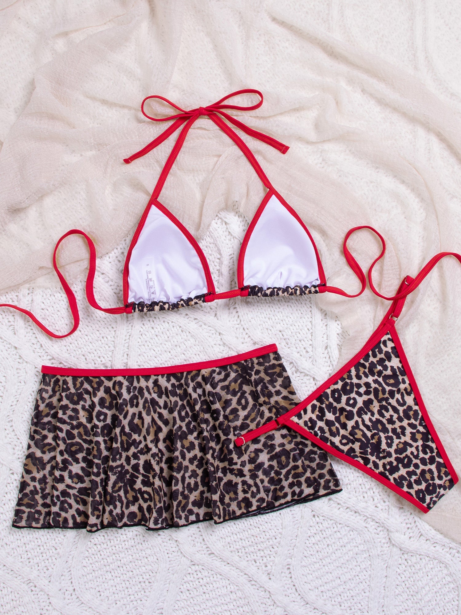 Bikini dame leopardprint strandtøj sæt