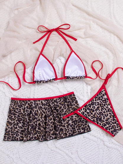 Bikini dame leopardprint strandtøj sæt